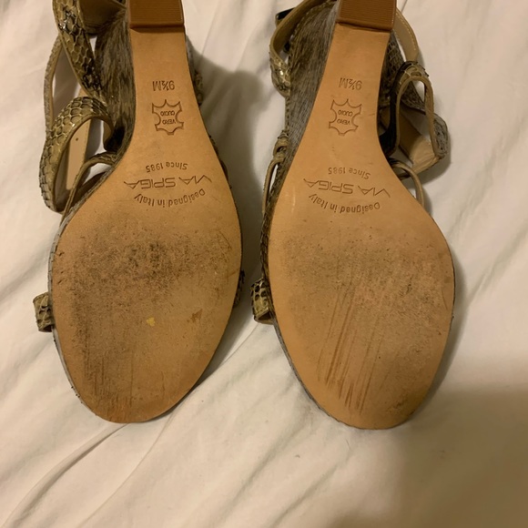 Via Spiga Ankle Strap Snakeskin Python Wedge Heels - Picture 6 of 8